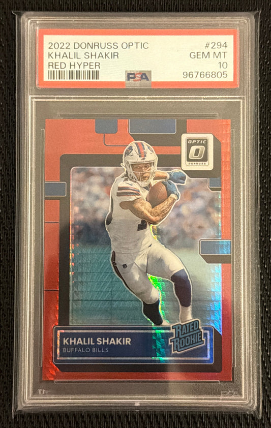 Khalil Shakir 2022 Donruss Optic Red Hyper Rated Rookie PSA 10