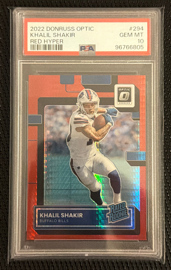 Khalil Shakir 2022 Donruss Optic Red Hyper Rated Rookie PSA 10