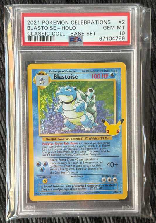 Pokemon Blastoise-Holo 2021 Classic Collection PSA 10